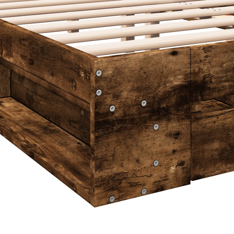 Bedframe met lades bewerkt hout gerookt eikenkleurig 140x190 cm