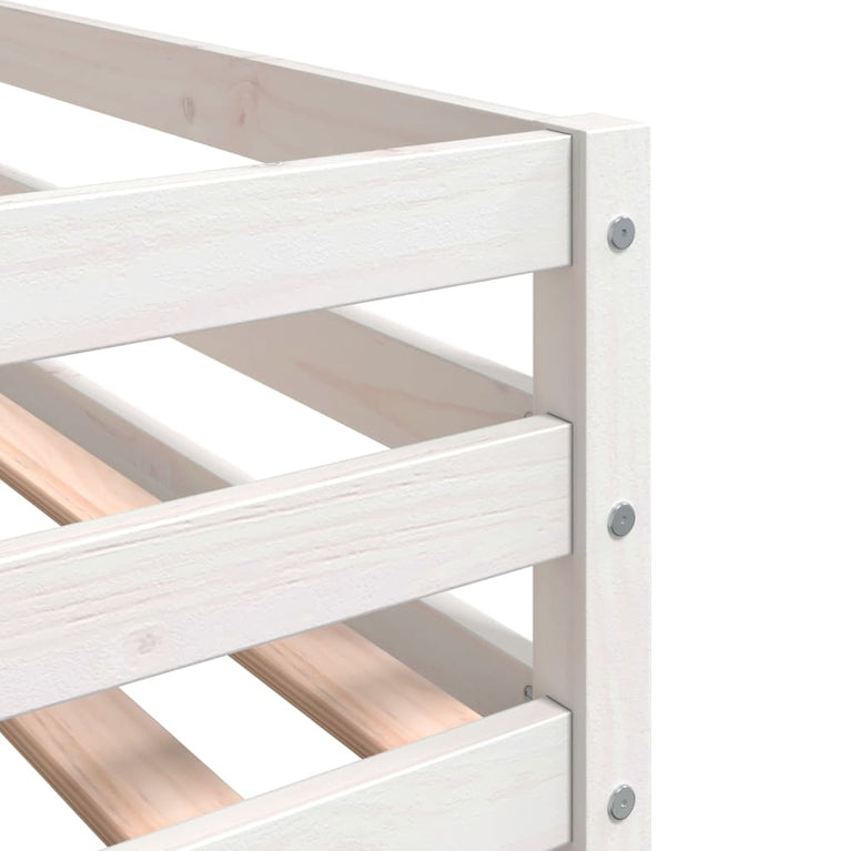 Stapelbed met gordijnen 75x190 cm grenenhout wit en zwart