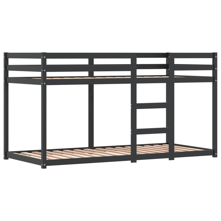 Stapelbed met gordijnen 90x190 cm grenenhout wit en zwart