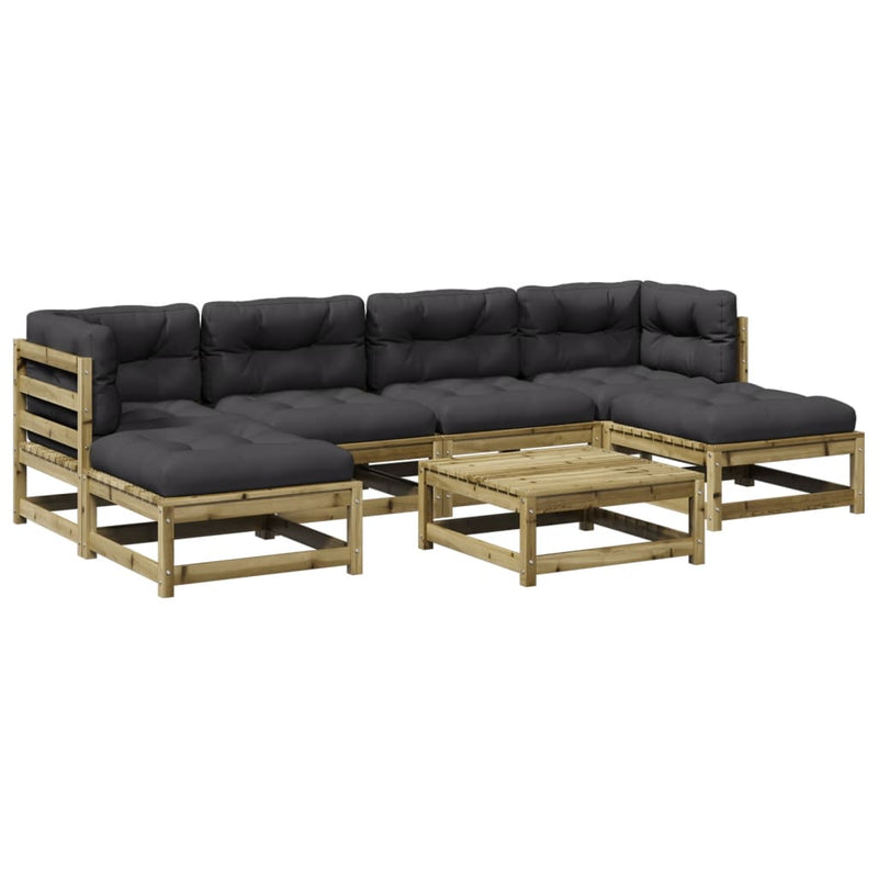 7-delige Loungeset met kussens geïmpregneerd grenenhout