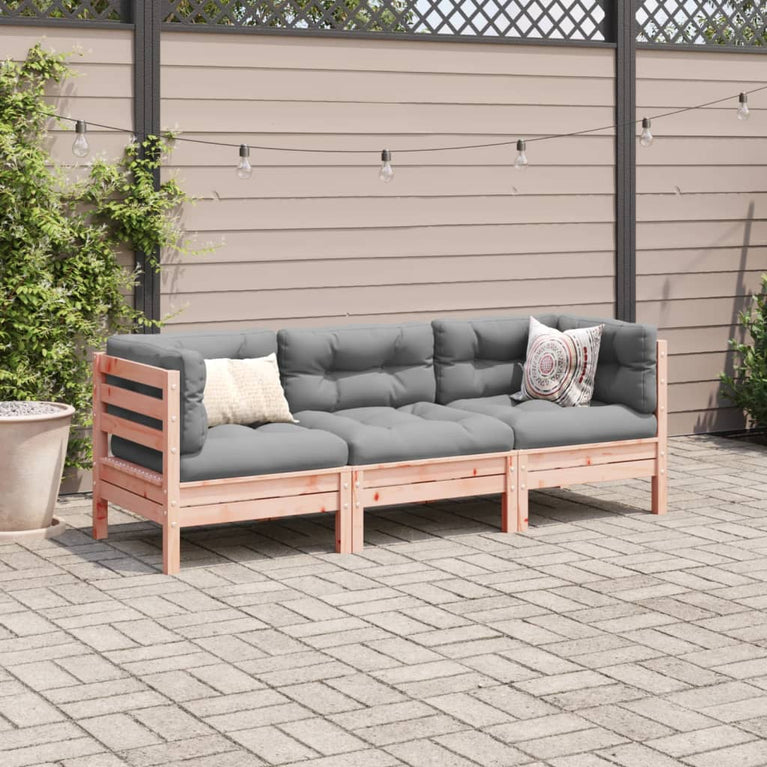 3-delige Loungeset met kussens massief douglas vurenhout