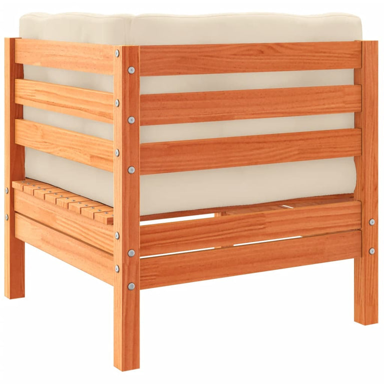 8-delige Loungeset met kussens massief grenenhout wasbruin