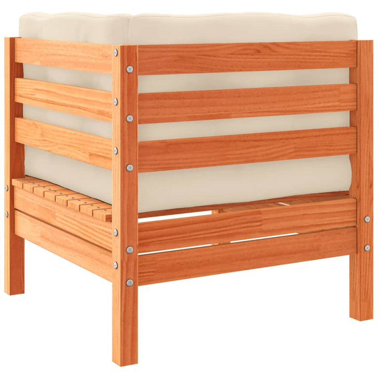 6-delige Loungeset met kussens massief grenenhout wasbruin