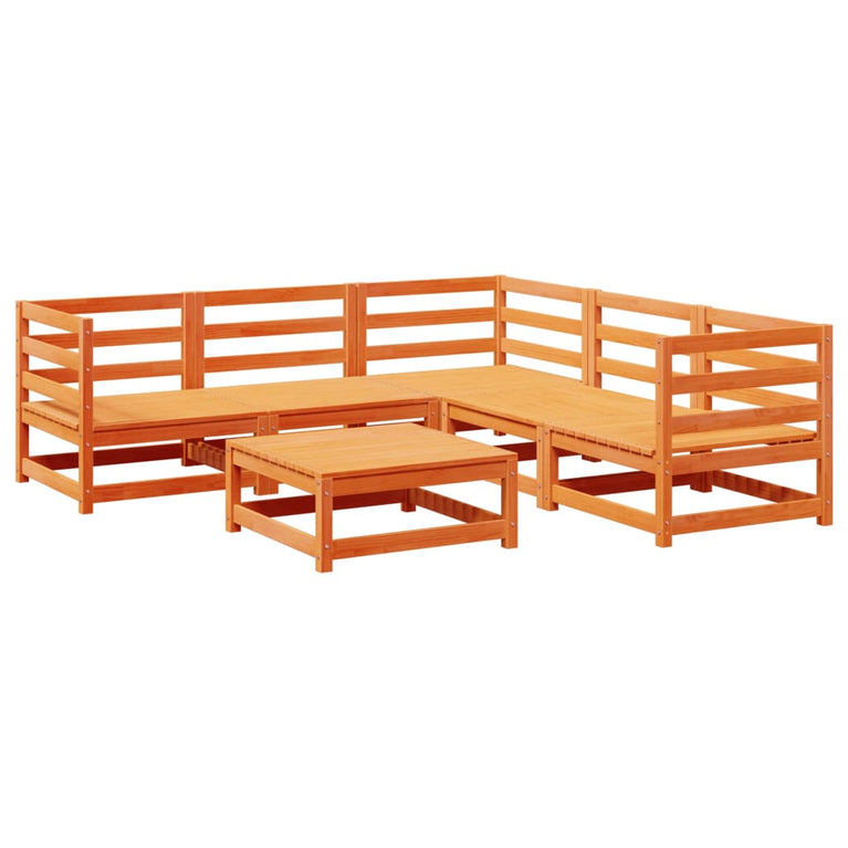 6-delige Loungeset massief grenenhout wasbruin