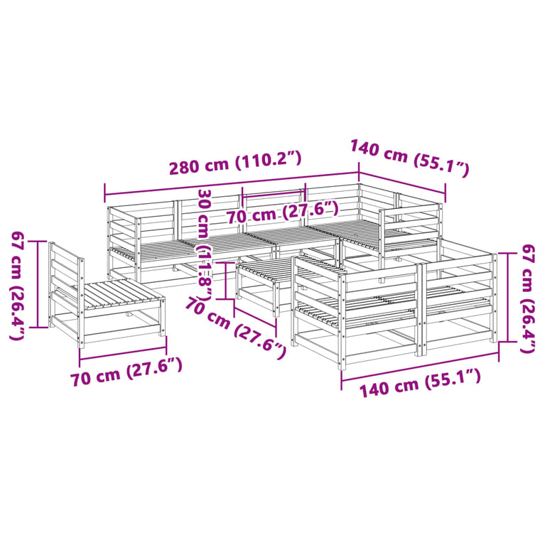 9-delige Loungeset massief douglas vurenhout