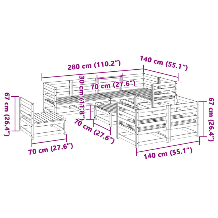 9-delige Loungeset geïmpregneerd grenenhout