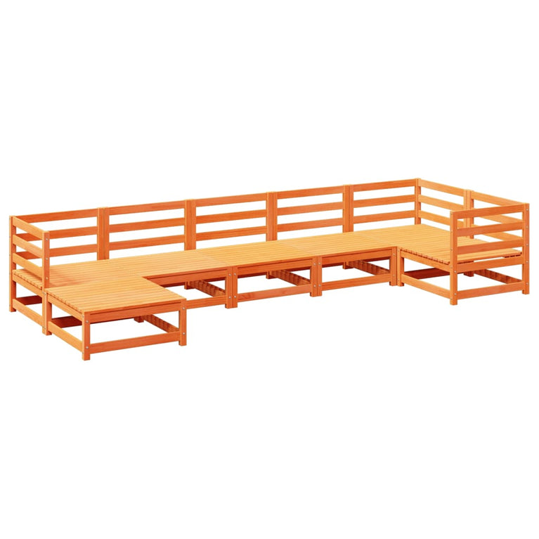 7-delige Loungeset massief grenenhout wasbruin