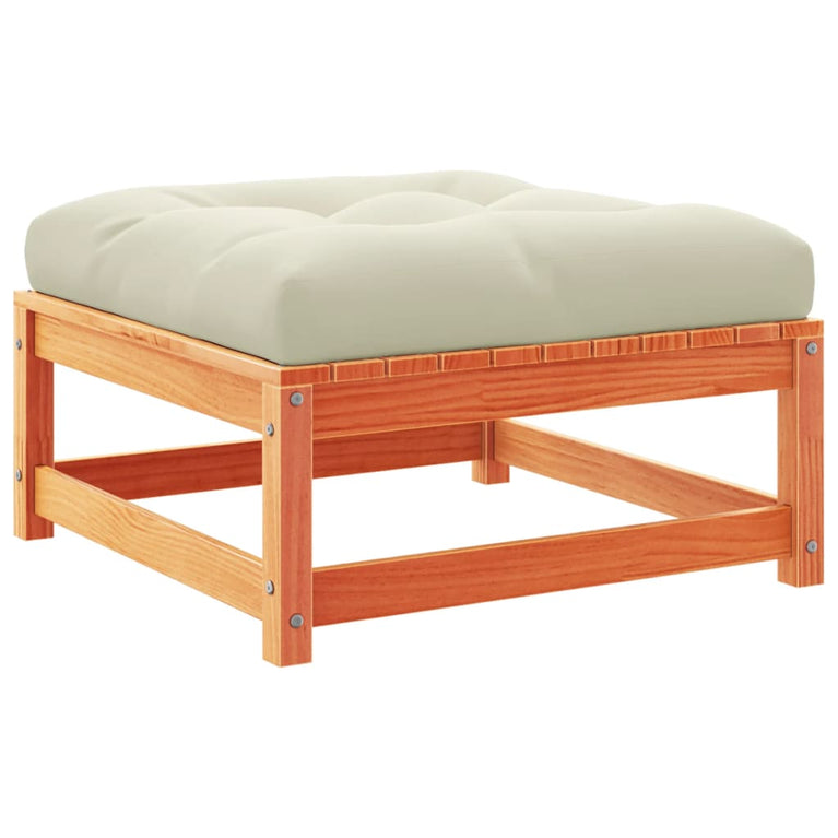 7-delige Loungeset met kussens massief grenenhout wasbruin