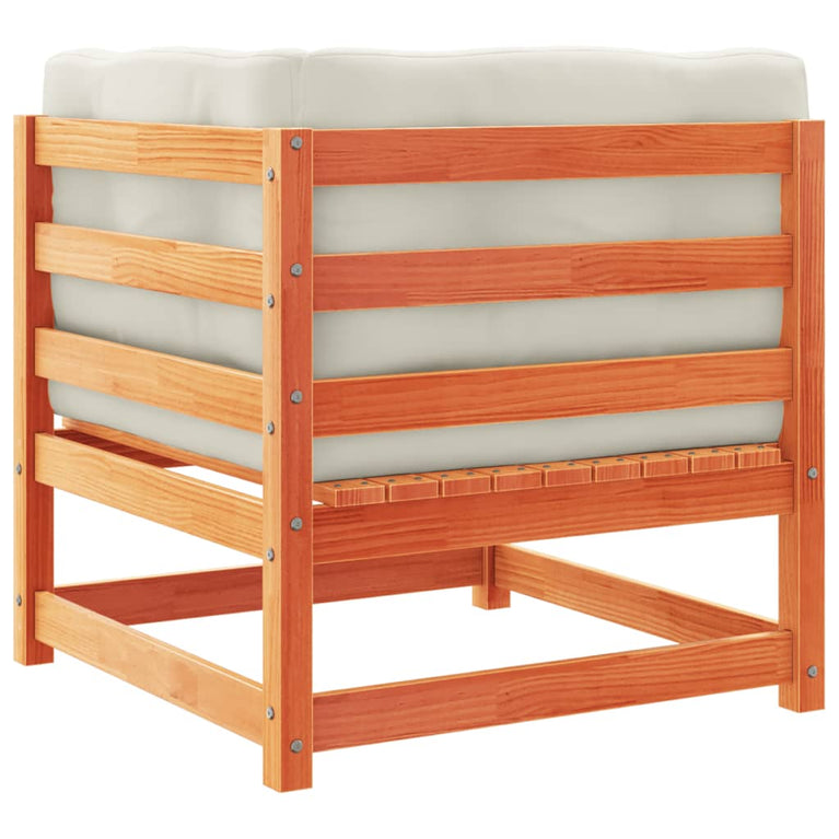 9-delige Loungeset met kussens massief grenenhout wasbruin