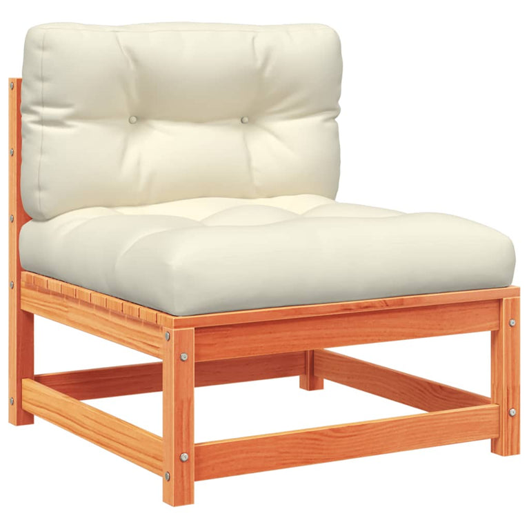 7-delige Loungeset met kussens massief grenenhout wasbruin