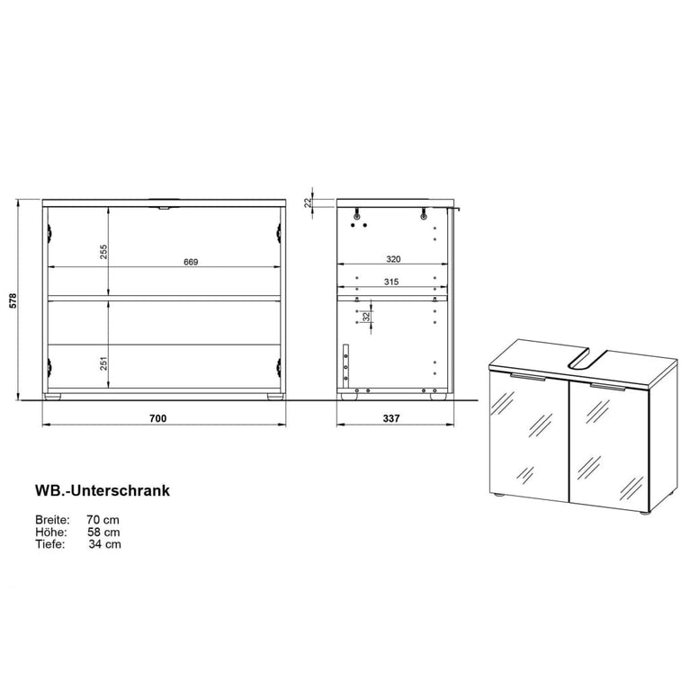 Germania Wastafelkast GW-Pescara grafietkleurig en wit MeubelReus