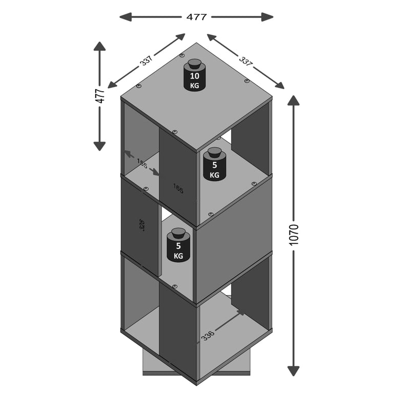 FMD Draaikast open ontwerp 34x34x108 cm betongrijs MeubelReus