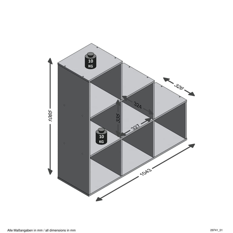 FMD Kamerverdeler met 6 vakken 104,3x32,6x106,5 cm zandeikenkleurig MeubelReus