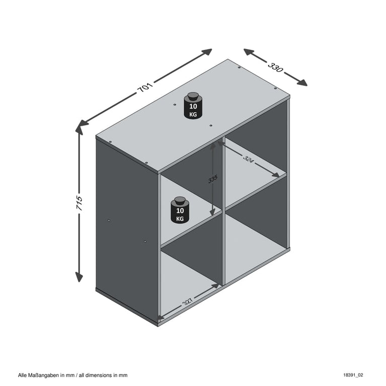 FMD Staande kast met 4 vakken wit MeubelReus