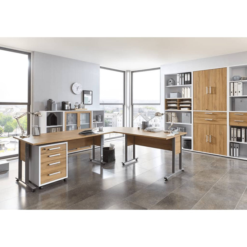 FMD Ladekast verrijdbaar 48x49,5x65,5 cm wit en eikenkleurig MeubelReus