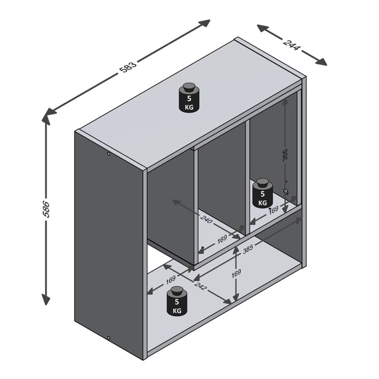 FMD Wandschap met 3 open vakken 58,3x24,4x58,6 cm MeubelReus