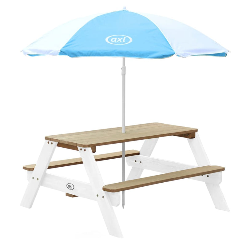 AXI Kinderpicknicktafel Nick met parasol bruin en wit MeubelReus