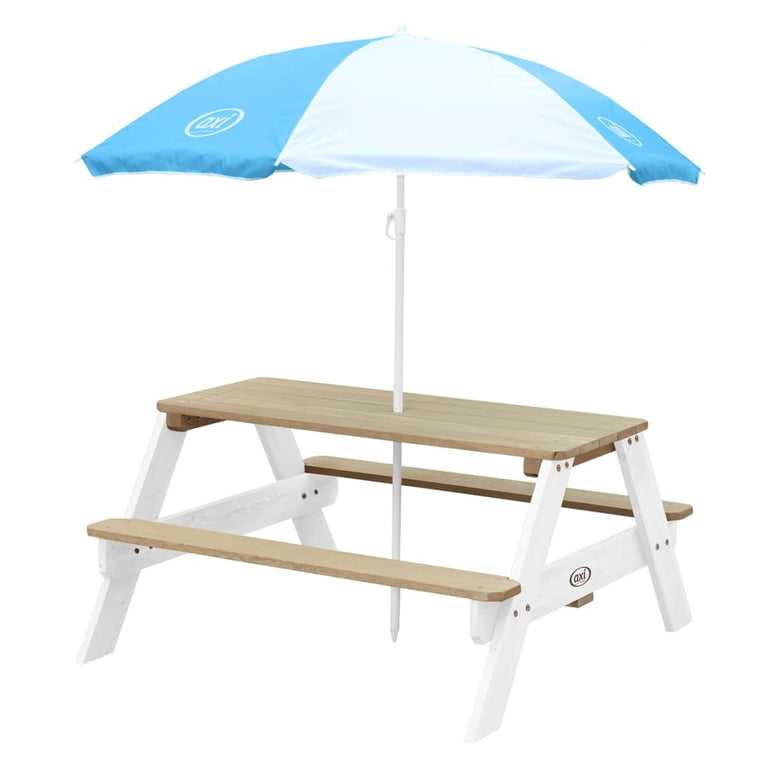 AXI Kinderpicknicktafel Nick met parasol bruin en wit MeubelReus