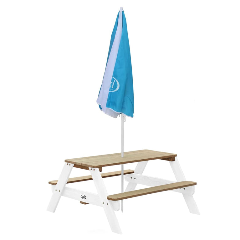 AXI Kinderpicknicktafel Nick met parasol bruin en wit MeubelReus