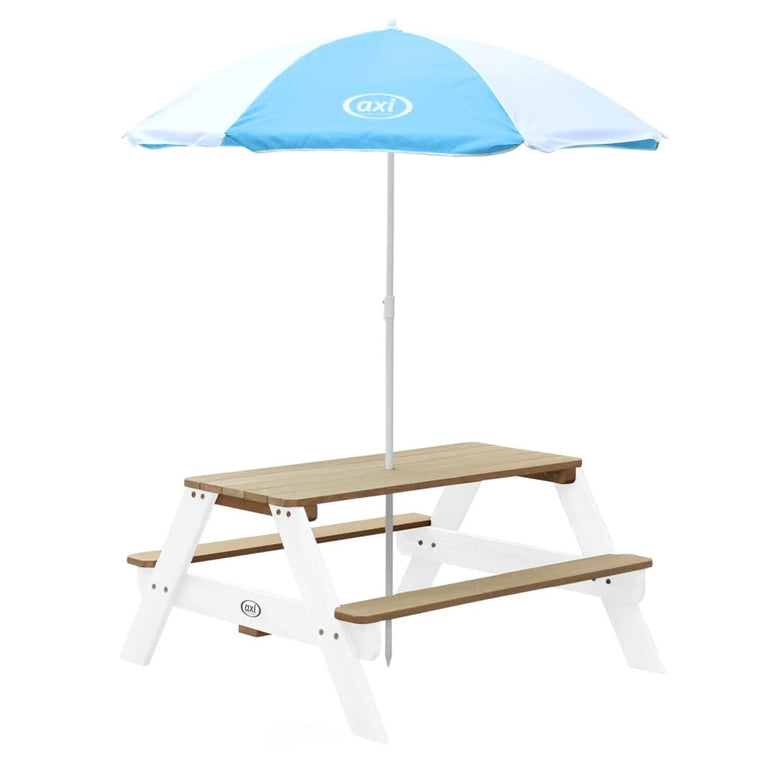 AXI Kinderpicknicktafel Nick met parasol bruin en wit MeubelReus
