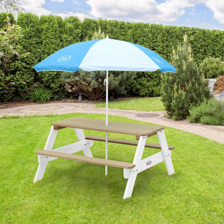AXI Kinderpicknicktafel Nick met parasol bruin en wit MeubelReus