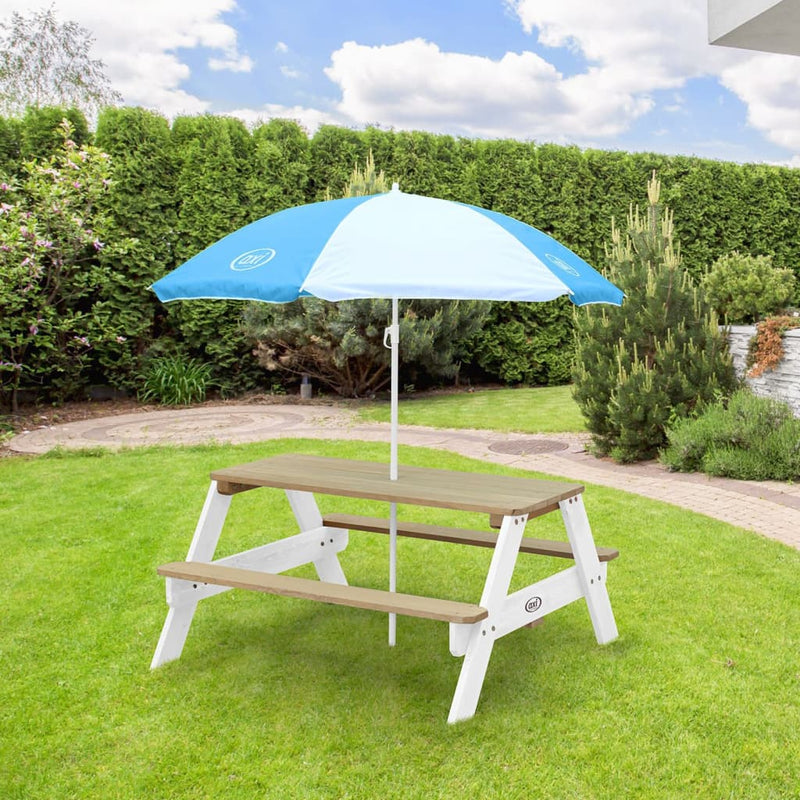 AXI Kinderpicknicktafel Nick met parasol bruin en wit MeubelReus