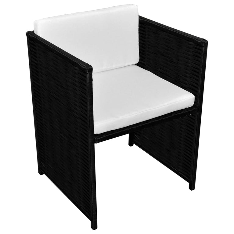 3-delige Bistroset met kussens poly rattan zwart MeubelReus