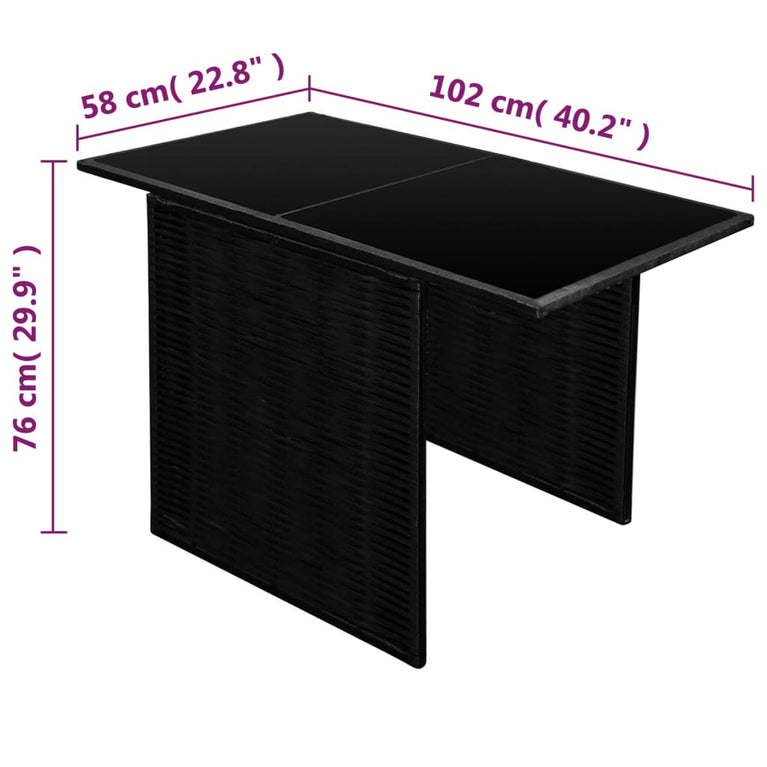 3-delige Bistroset met kussens poly rattan zwart MeubelReus