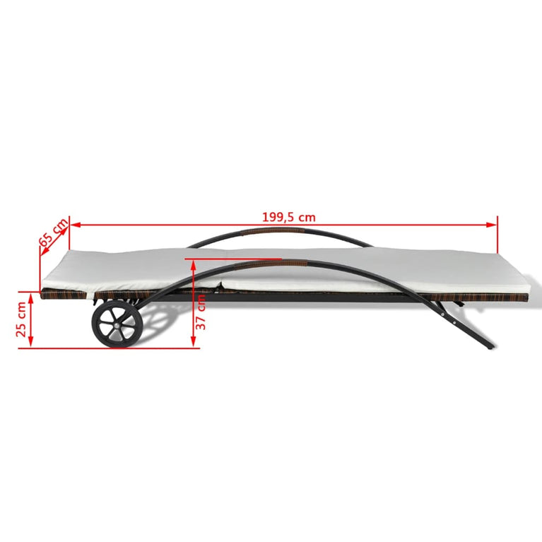 Ligbedden met tafel poly rattan bruin MeubelReus