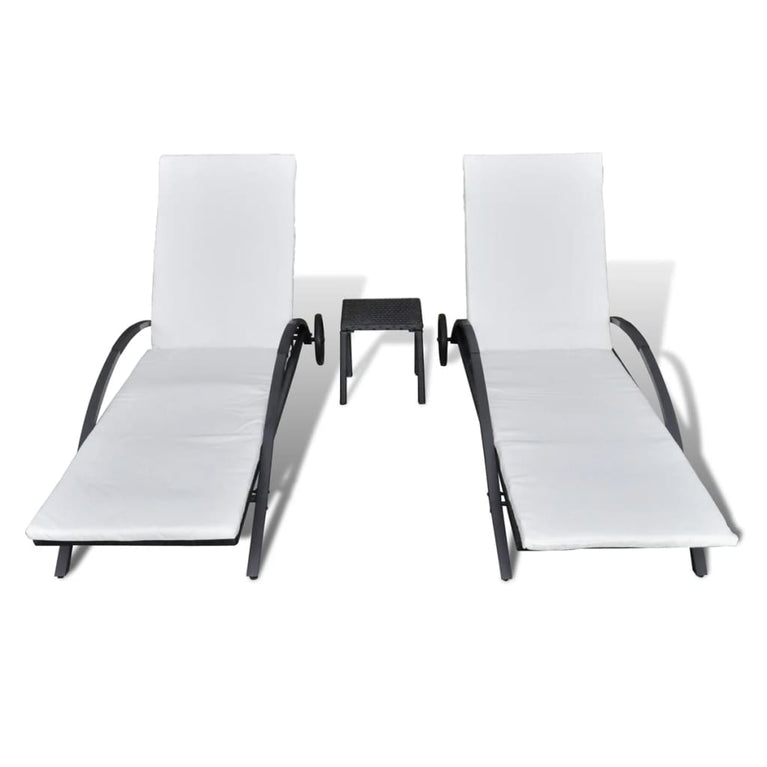 Ligbedden met tafel poly rattan zwart MeubelReus
