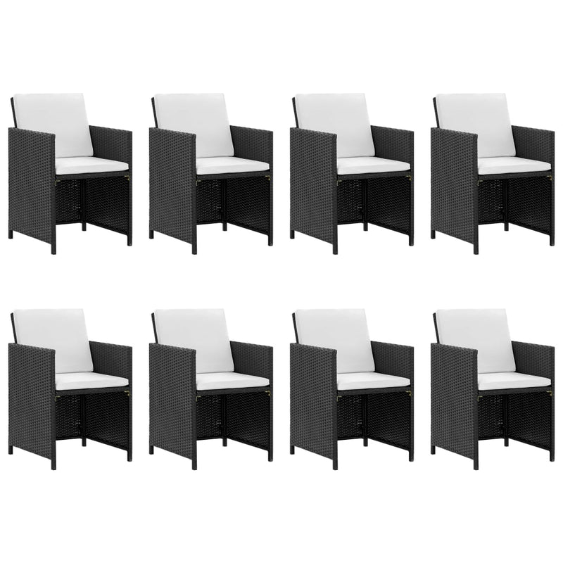 13-delige Tuinset met kussens poly rattan zwart MeubelReus