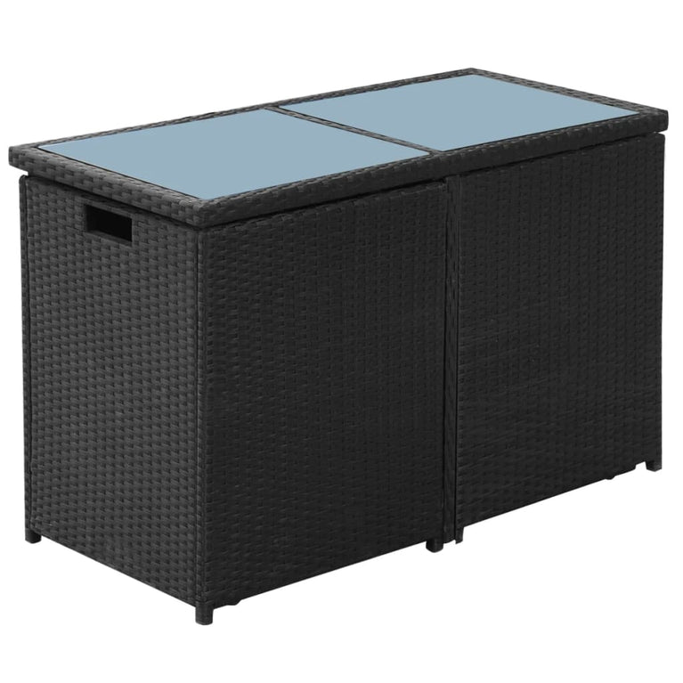 3-delige Bistroset met kussens poly rattan zwart MeubelReus