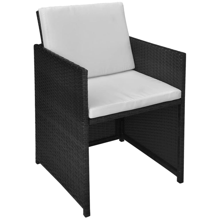 3-delige Bistroset met kussens poly rattan zwart MeubelReus