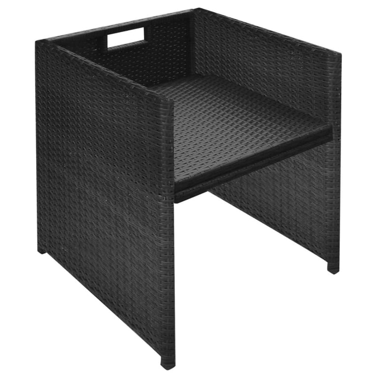3-delige Bistroset met kussens poly rattan zwart MeubelReus