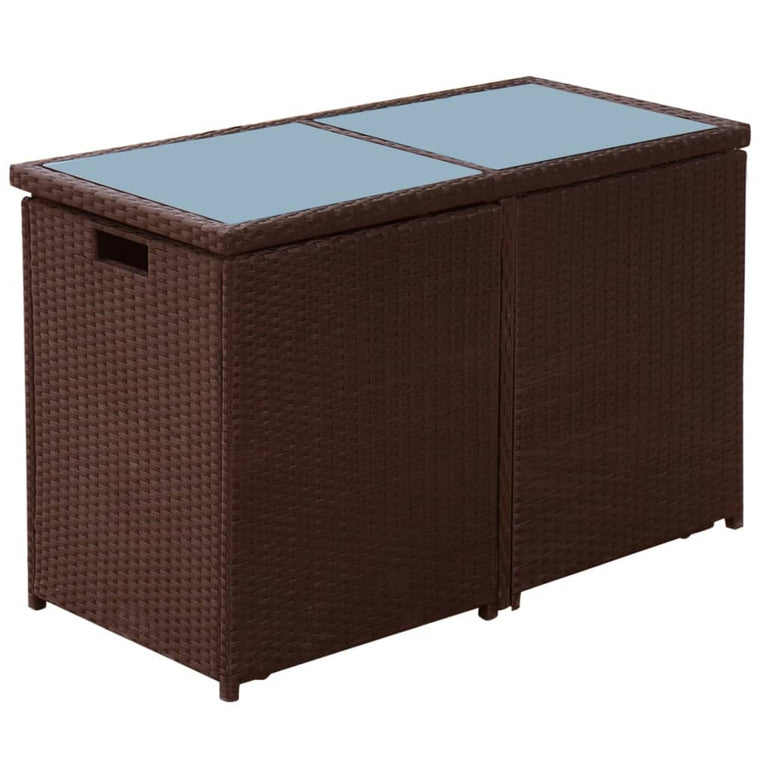 3-delige Bistroset met kussens poly rattan bruin MeubelReus