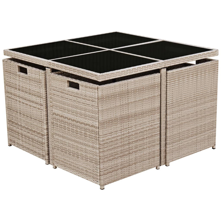 9-delige Tuinset met kussens poly rattan beige MeubelReus