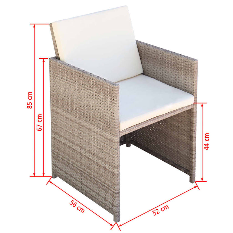 Tuinstoelen 2 st met kussens poly rattan beige MeubelReus