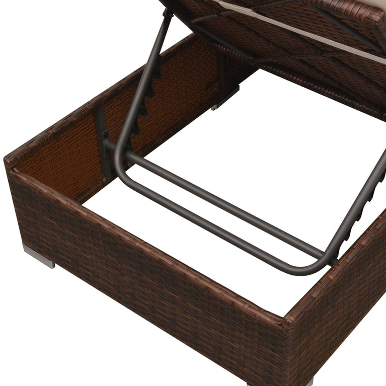 3-delige Loungeset met kussens poly rattan bruin MeubelReus