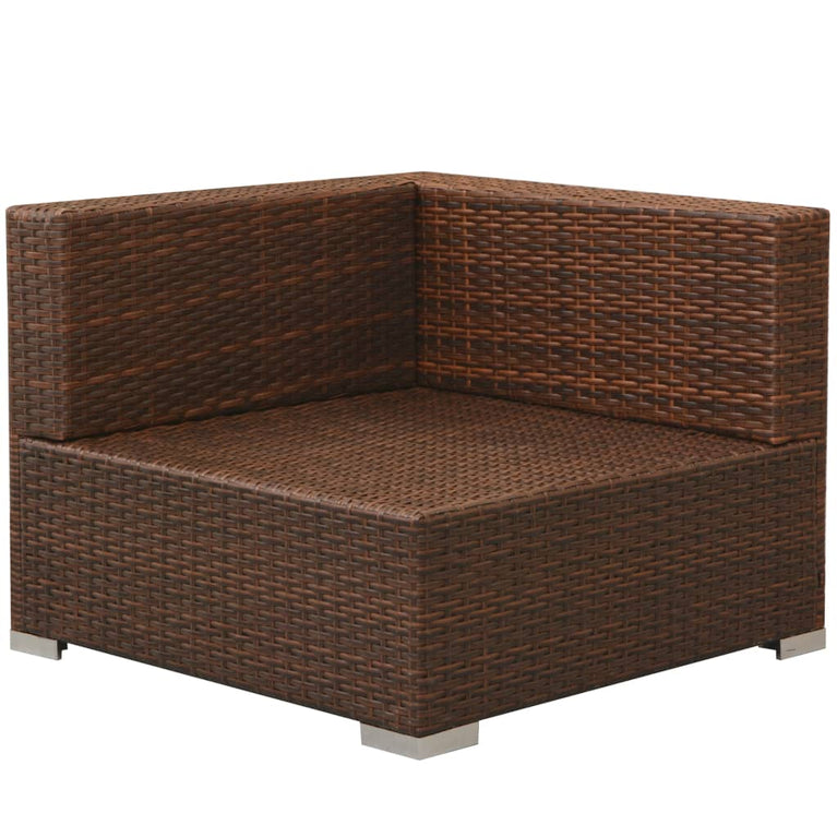 3-delige Loungeset met kussens poly rattan bruin MeubelReus