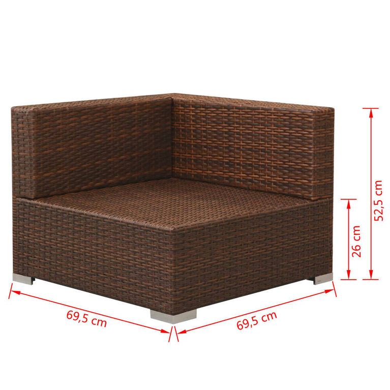 3-delige Loungeset met kussens poly rattan bruin MeubelReus