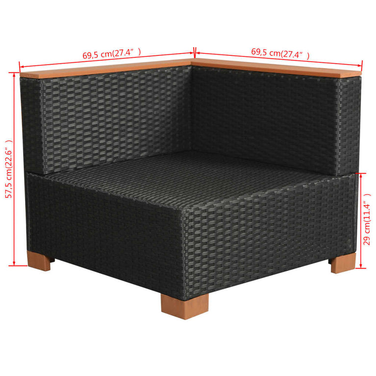 10-delige Loungeset met kussens poly rattan zwart MeubelReus