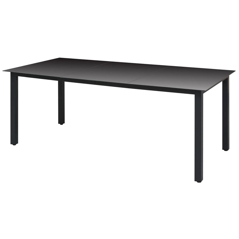 Tuintafel 190x90x74 cm aluminium en glas zwart MeubelReus