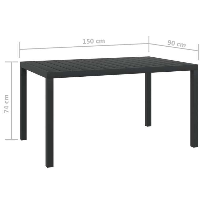 Tuintafel 150x90x74 cm aluminium en HKC zwart MeubelReus