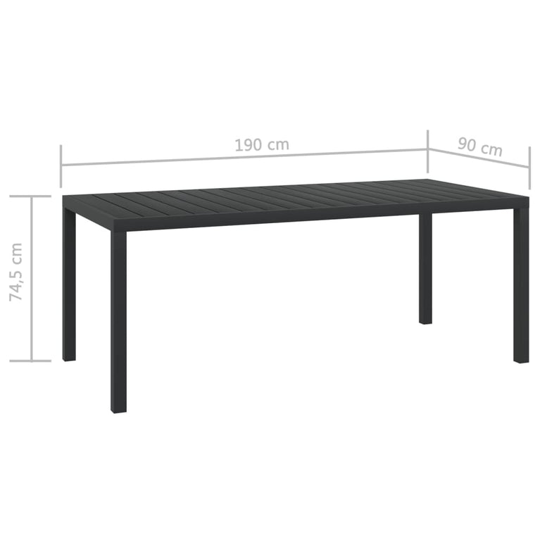 Tuintafel 185x90x74 cm aluminium en HKC zwart MeubelReus