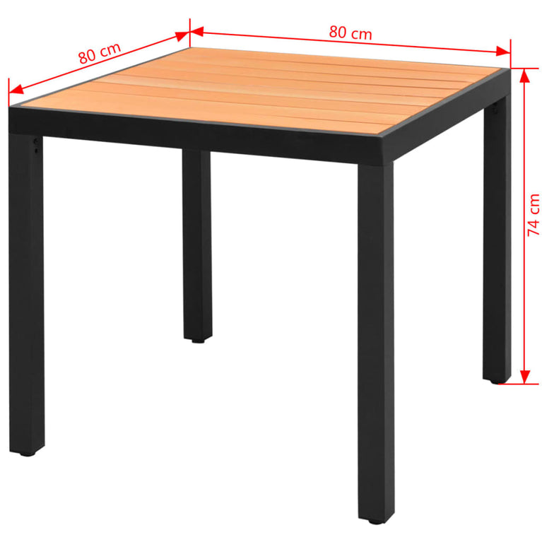 Tuintafel 80x80x74 cm aluminium en HKC bruin MeubelReus