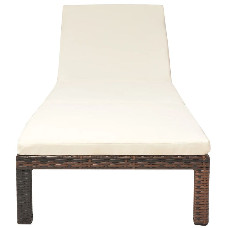 Ligbed met kussen poly rattan bruin MeubelReus