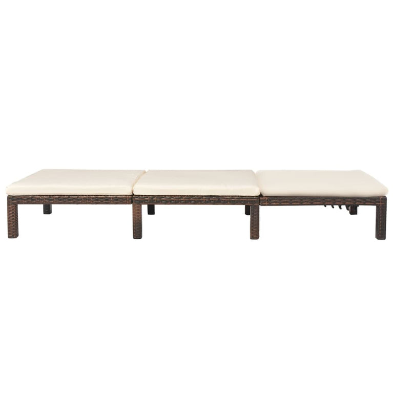 Ligbed met kussen poly rattan bruin MeubelReus