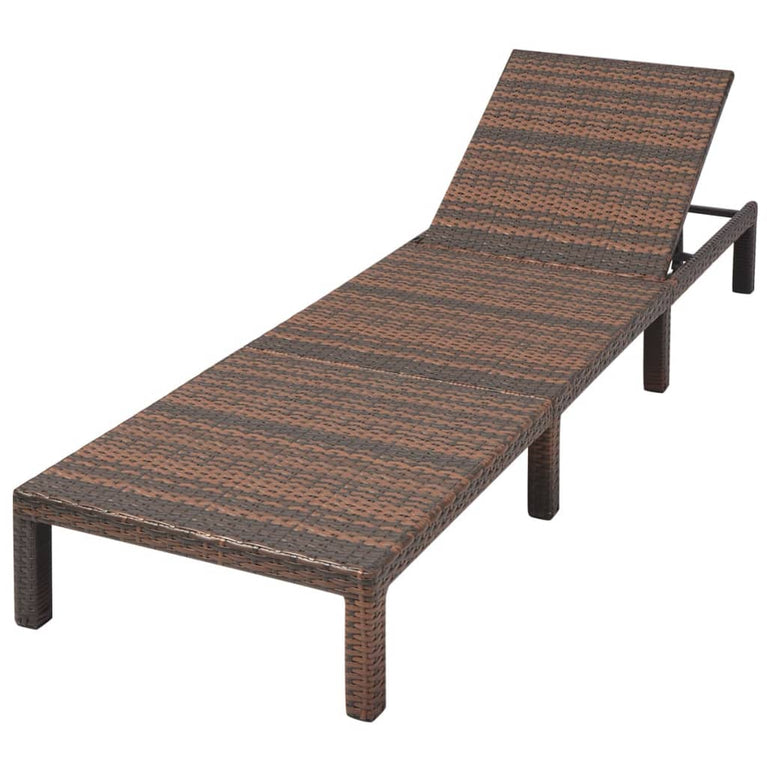 Ligbed met kussen poly rattan bruin MeubelReus