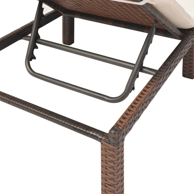 Ligbed met kussen poly rattan bruin MeubelReus