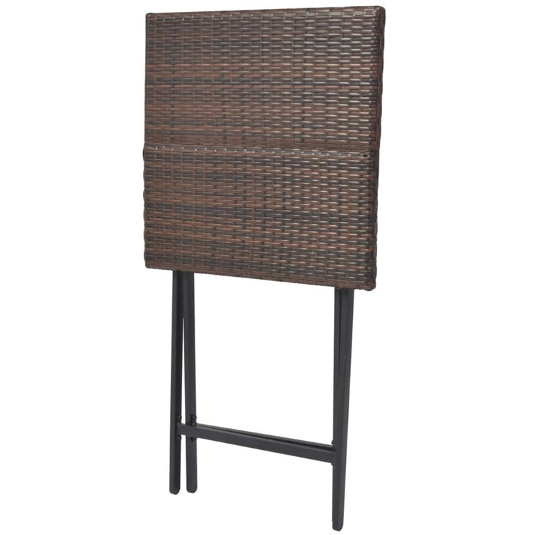 3-delige Bistroset inklapbaar staal poly rattan bruin MeubelReus